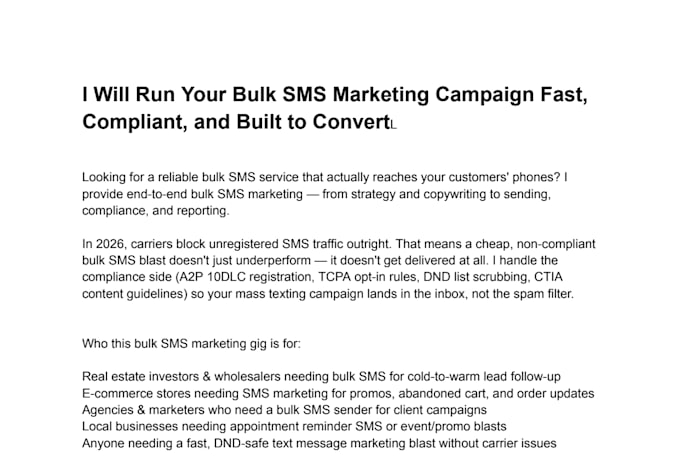 send bulk SMS marketing campaign with a2p 10dlc registration